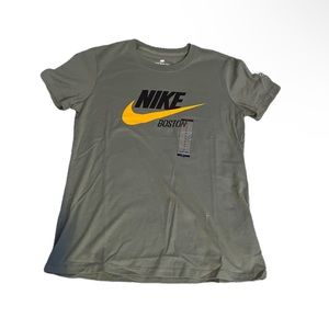 Nike Green yellow orange Swoosh S Boston Celtics Bruins Braves t shirt Tatum 0